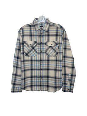 Wolverine Plaid Flannel Shirt Mens Small‎ Beige Blue Black New WOT Casual